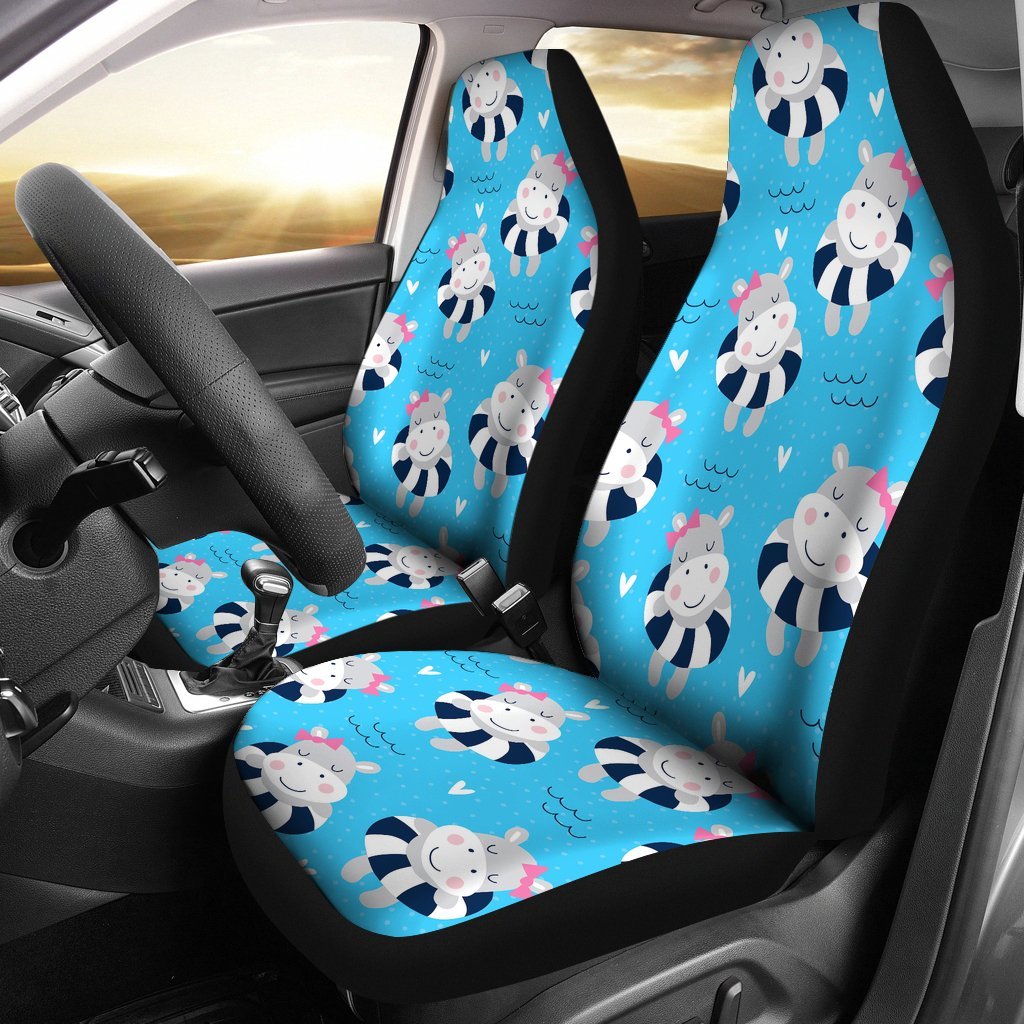 Hippo Cute Pattern Print Universal Fit Car Seat Covers-grizzshop