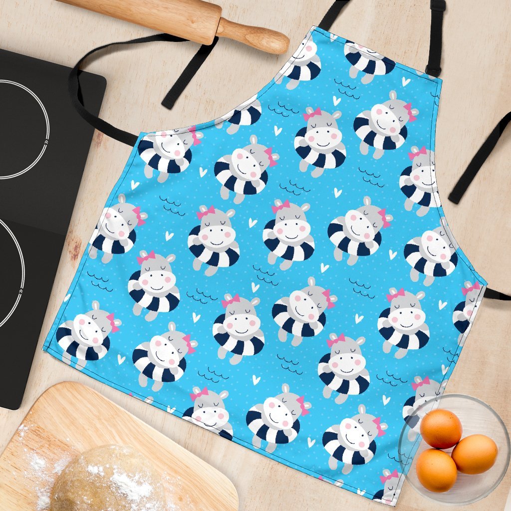 Hippo Cute Pattern Print Women's Apron-grizzshop