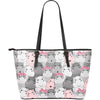Hippo Cute Print Pattern Leather Tote Bag-grizzshop