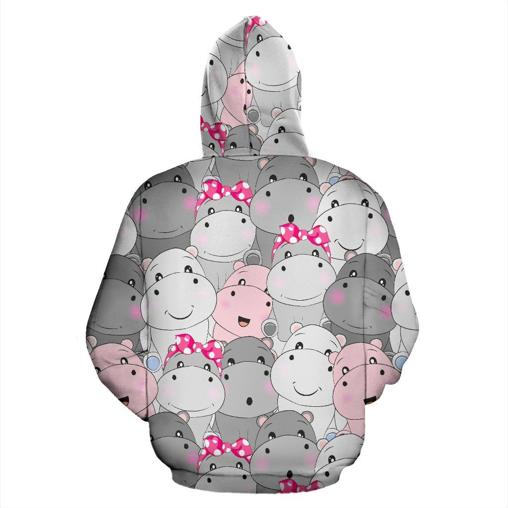 Hippo Cute Print Pattern Men Women Pullover Hoodie-grizzshop