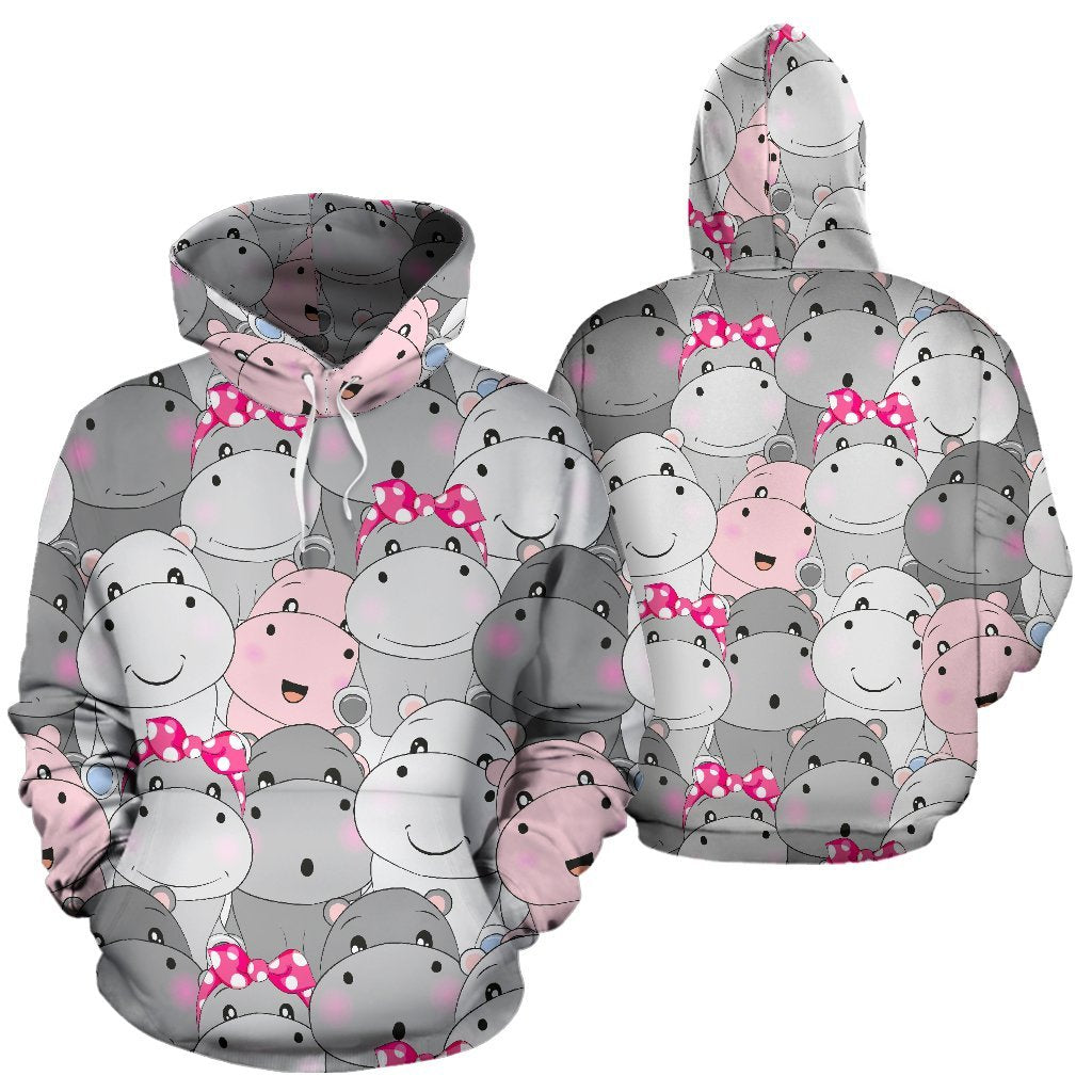Hippo Cute Print Pattern Men Women Pullover Hoodie-grizzshop