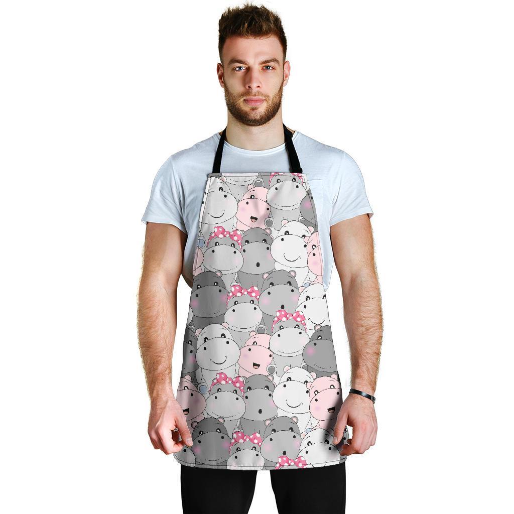 Hippo Cute Print Pattern Men's Apron-grizzshop