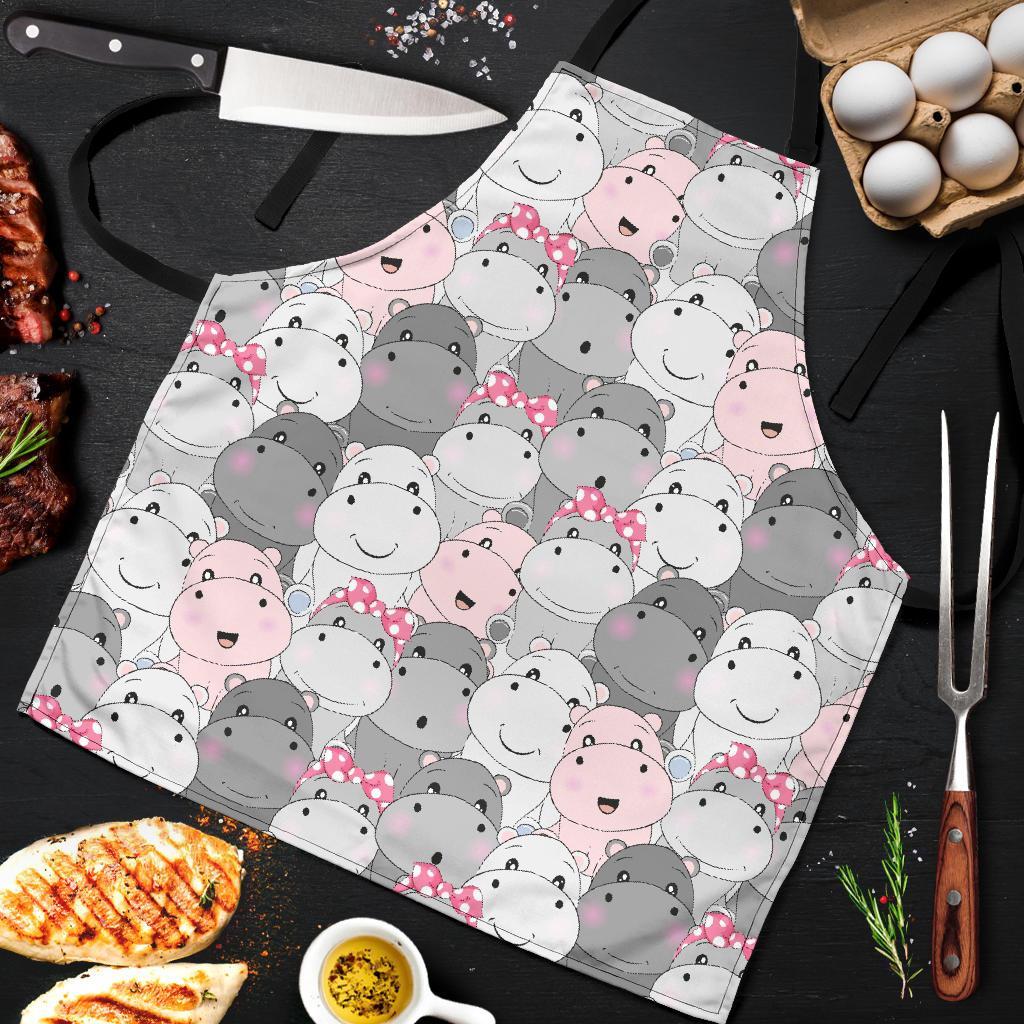 Hippo Cute Print Pattern Men's Apron-grizzshop