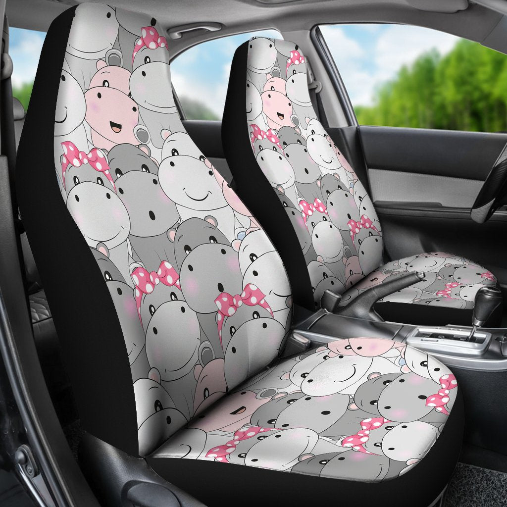 Hippo Cute Print Pattern Universal Fit Car Seat Covers-grizzshop