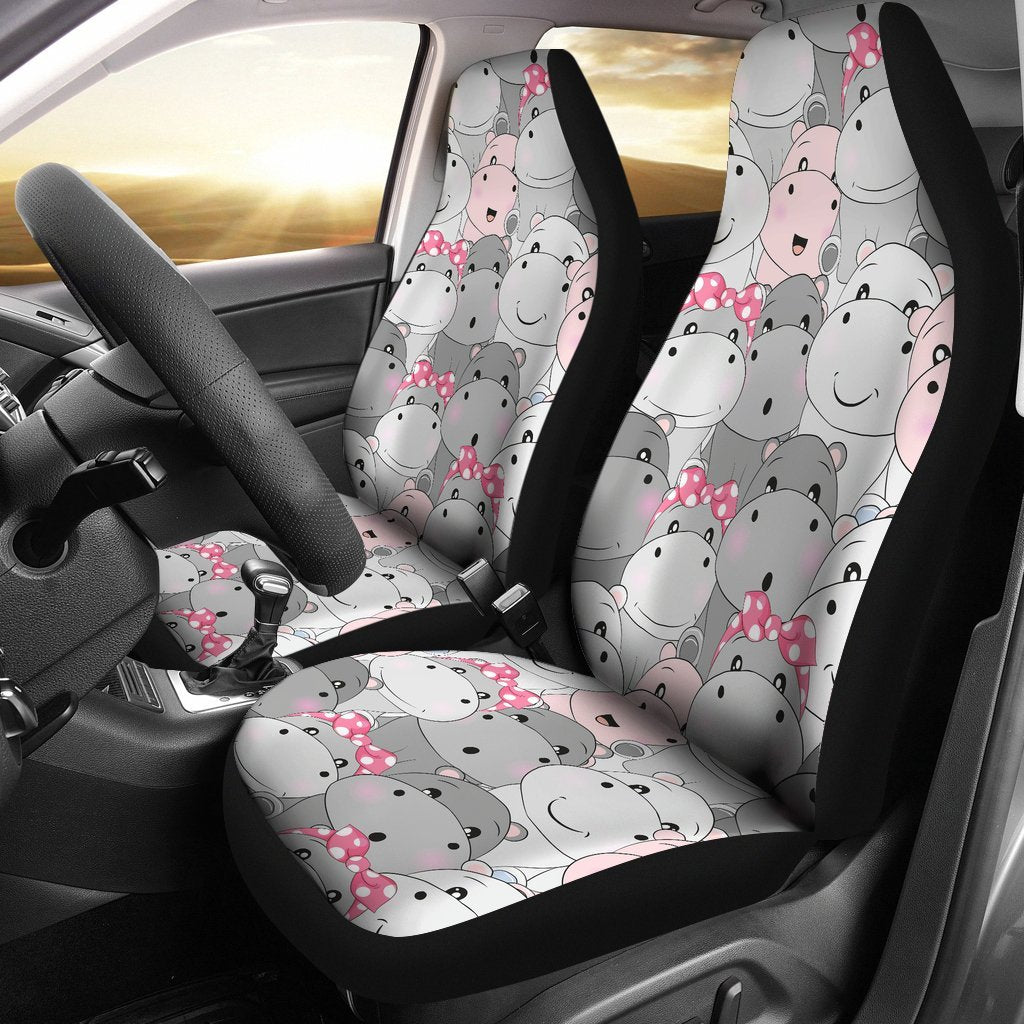 Hippo Cute Print Pattern Universal Fit Car Seat Covers-grizzshop