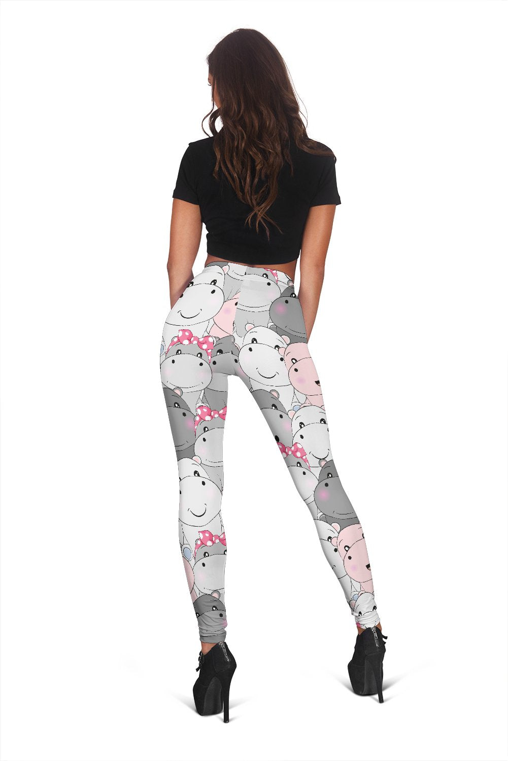 Hippo Cute Print Pattern Women Leggings-grizzshop