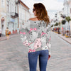 Hippo Cute Print Pattern Women Off Shoulder Sweatshirt-grizzshop