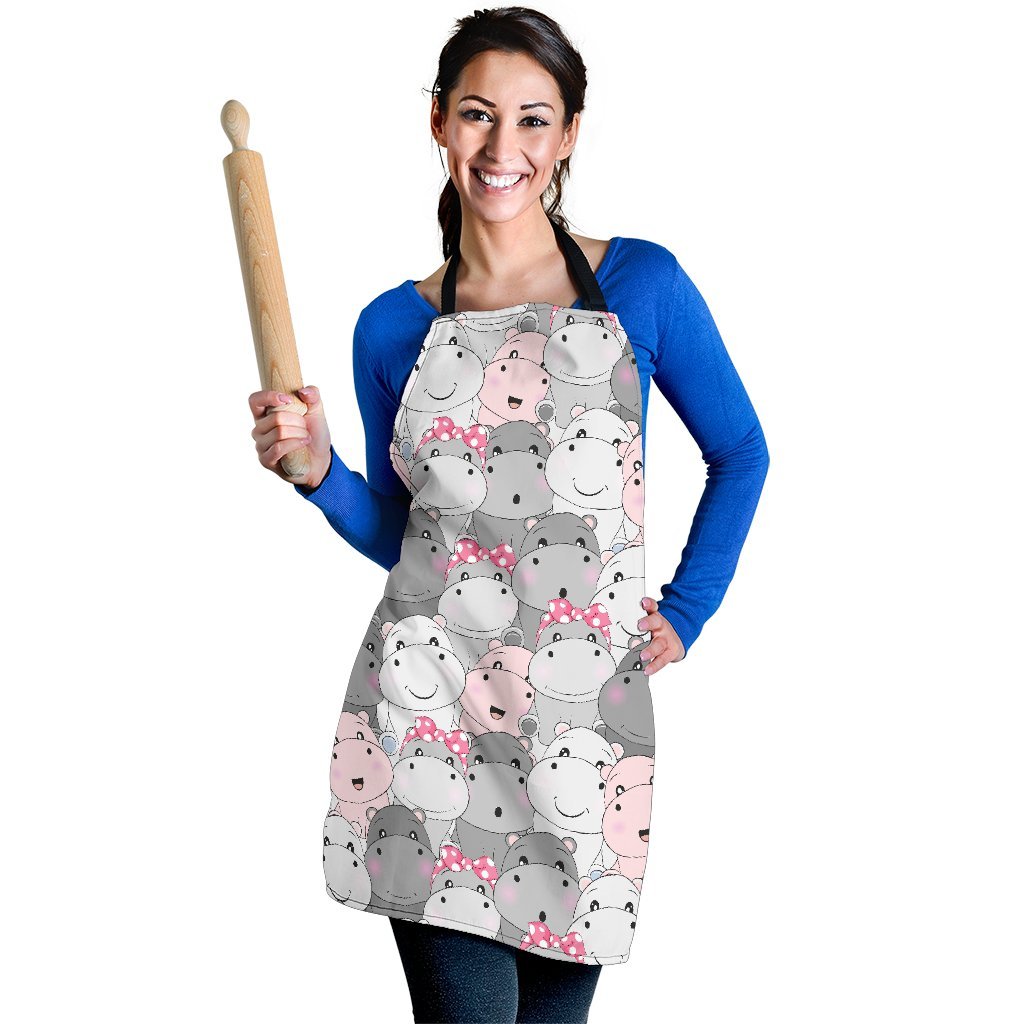 Hippo Cute Print Pattern Women's Apron-grizzshop