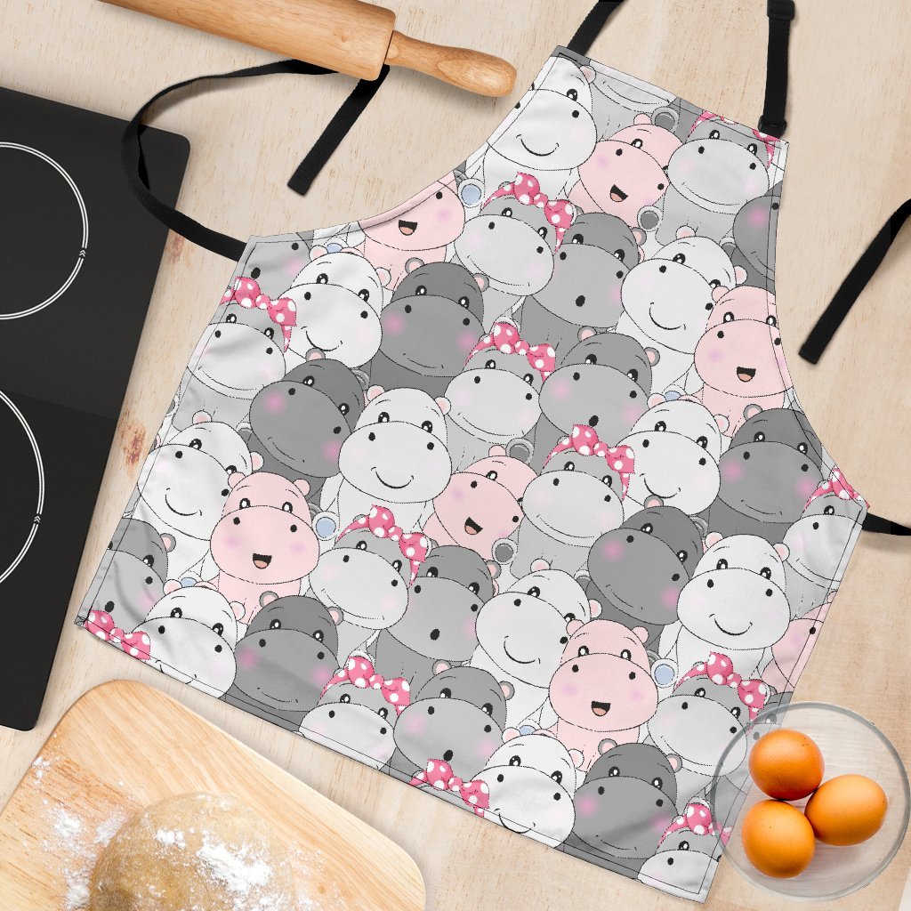 Hippo Cute Print Pattern Women's Apron-grizzshop