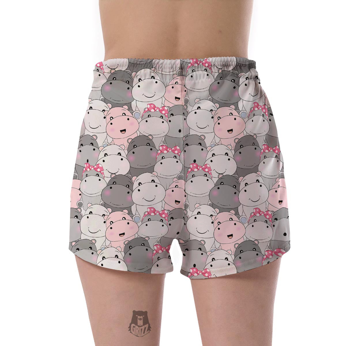 Hippo Cute Print Pattern Women's Shorts-grizzshop