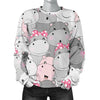 Hippo Cute Print Pattern Women's Sweatshirt-grizzshop