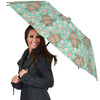 Hippo Floral Pattern Print Automatic Foldable Umbrella-grizzshop