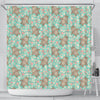 Hippo Floral Pattern Print Bathroom Shower Curtain-grizzshop