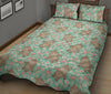 Hippo Floral Pattern Print Bed Set Quilt-grizzshop