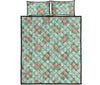 Hippo Floral Pattern Print Bed Set Quilt-grizzshop