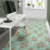 Hippo Floral Pattern Print Floor Mat-grizzshop