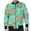 Hippo Floral Pattern Print Men's Bomber Jacket-grizzshop