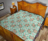 Hippo Floral Pattern Print Quilt-grizzshop