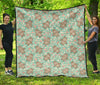 Hippo Floral Pattern Print Quilt-grizzshop