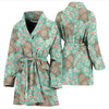 Hippo Floral Pattern Print Women Long Robe-grizzshop