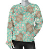 Hippo Floral Pattern Print Women's Sweatshirt-grizzshop