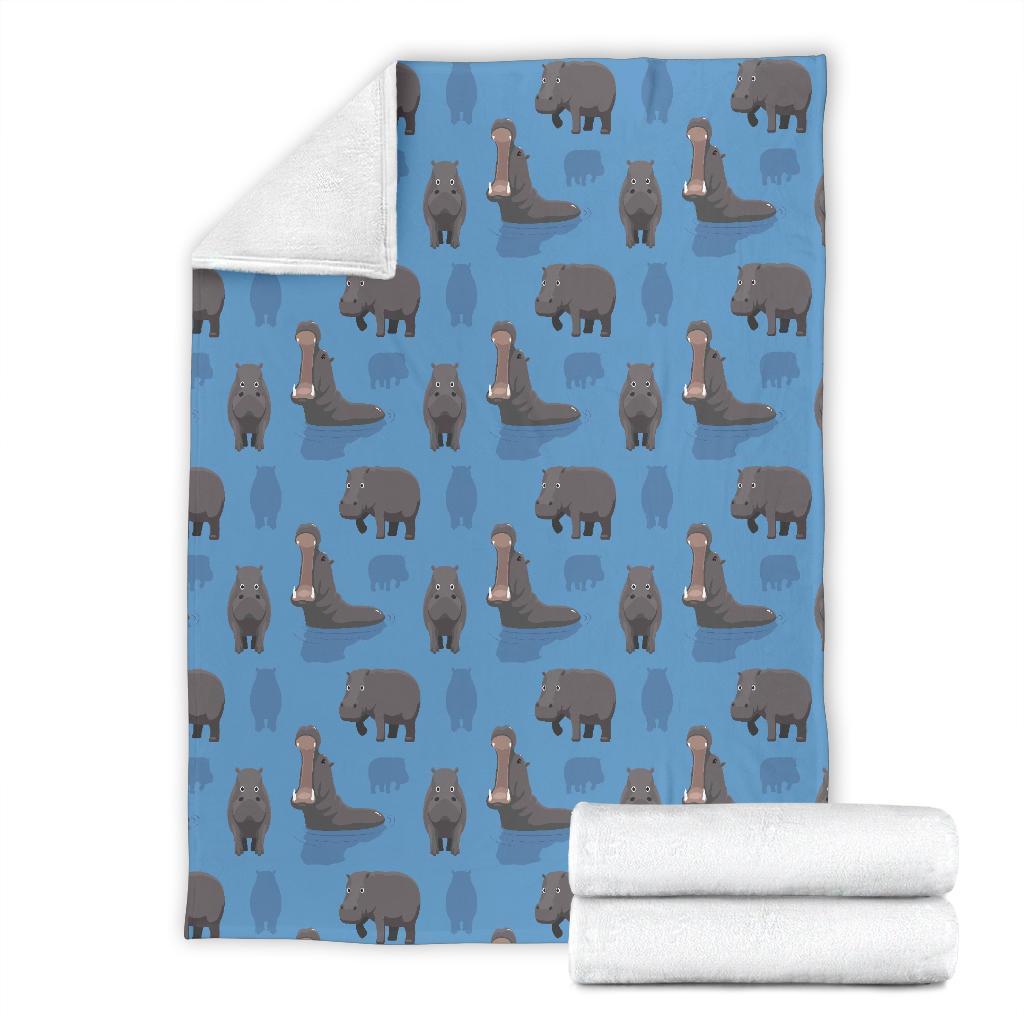 Hippo Pattern Print Blanket-grizzshop