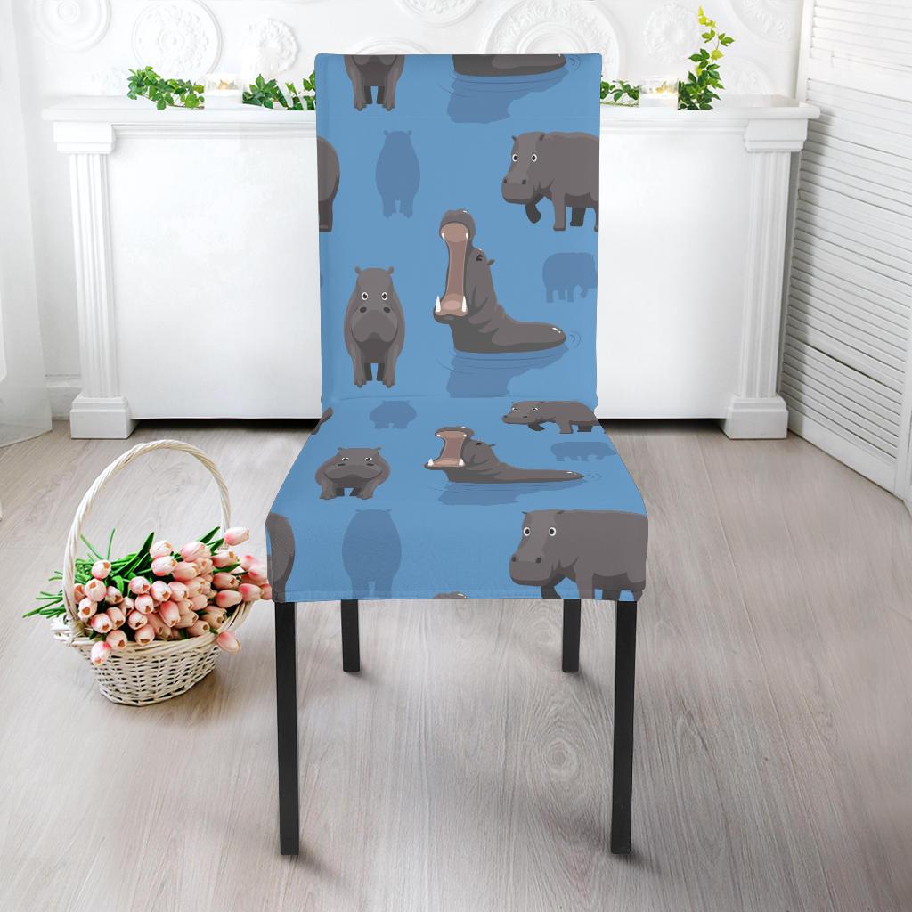 Hippo Pattern Print Chair Cover-grizzshop