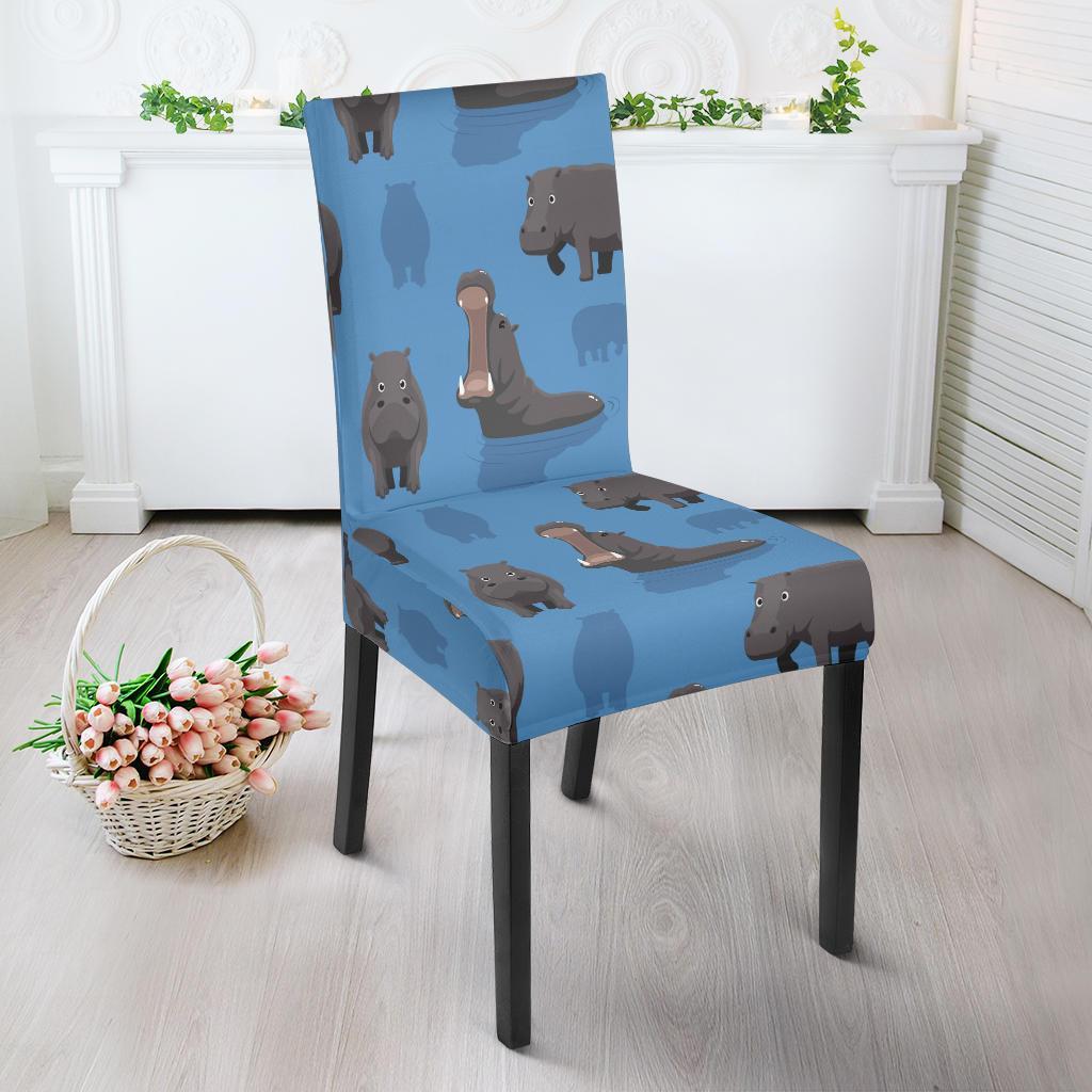 Hippo Pattern Print Chair Cover-grizzshop