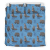 Hippo Pattern Print Duvet Cover Bedding Set-grizzshop