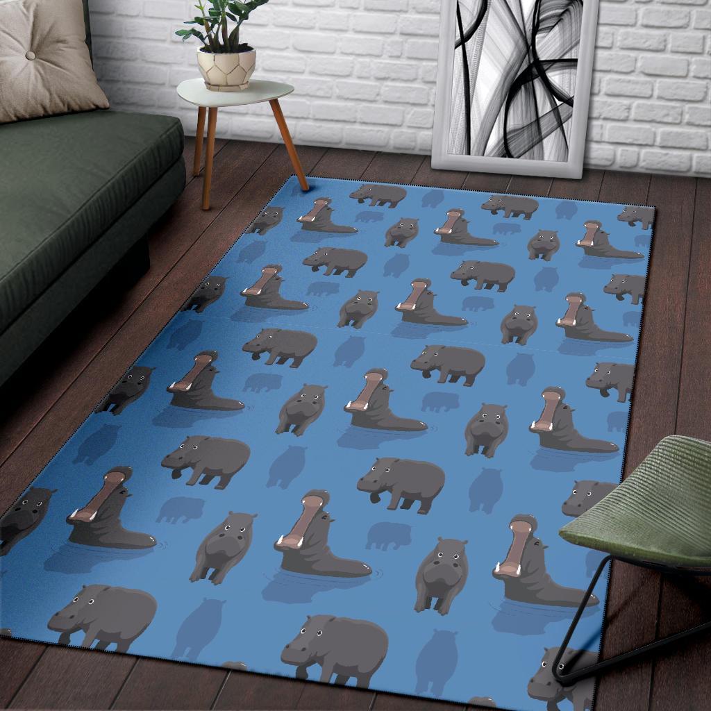 Hippo Pattern Print Floor Mat-grizzshop