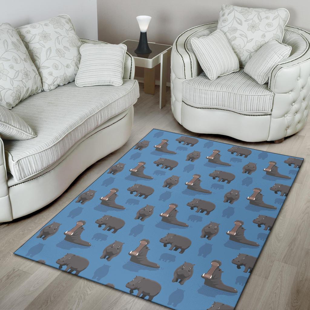 Hippo Pattern Print Floor Mat-grizzshop