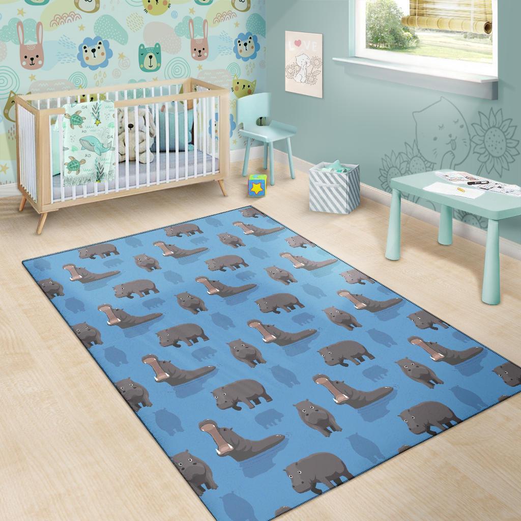 Hippo Pattern Print Floor Mat-grizzshop