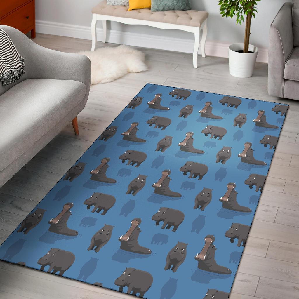 Hippo Pattern Print Floor Mat-grizzshop