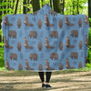 Hippo Pattern Print Hooded Blanket-grizzshop