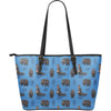 Hippo Pattern Print Leather Tote Bag-grizzshop