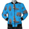 Hippo Pattern Print Men's Bomber Jacket-grizzshop