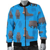 Hippo Pattern Print Men's Bomber Jacket-grizzshop