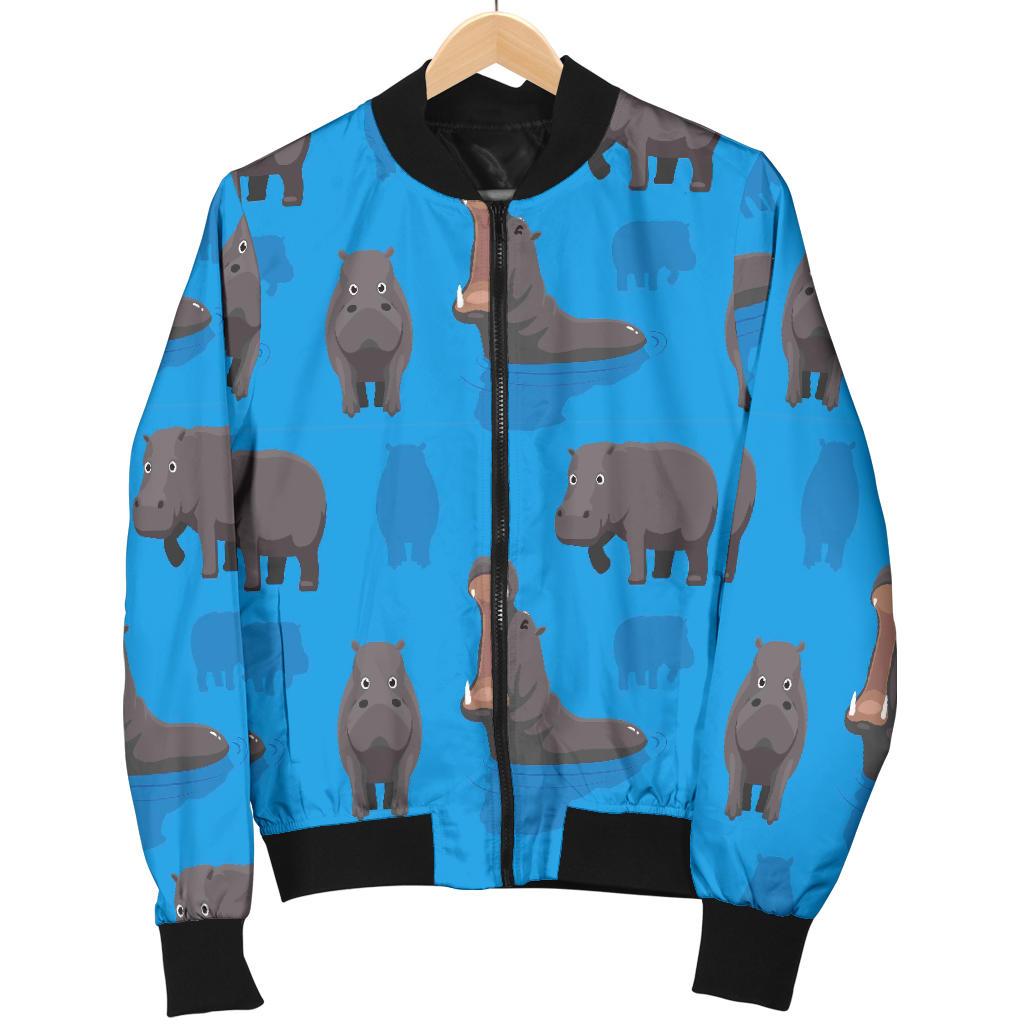 Hippo Pattern Print Men's Bomber Jacket-grizzshop