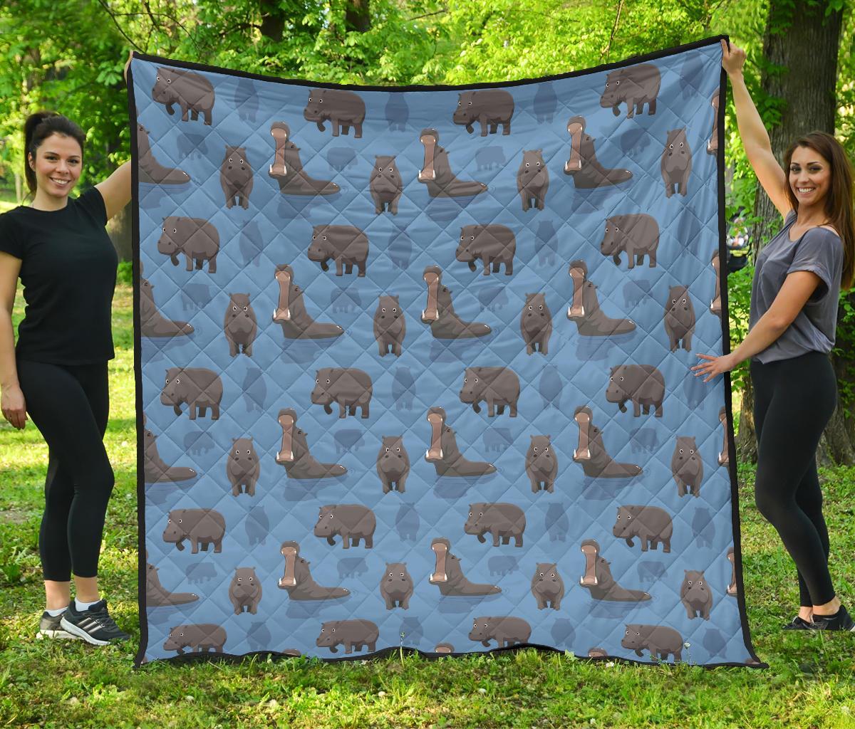Hippo Pattern Print Quilt-grizzshop