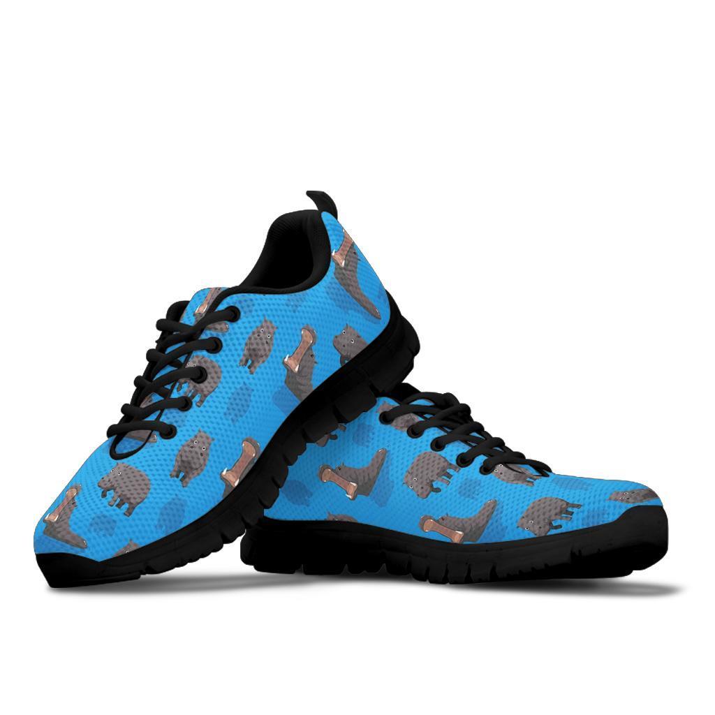 Hippo Pattern Print Sneaker Shoes For Men Women-grizzshop