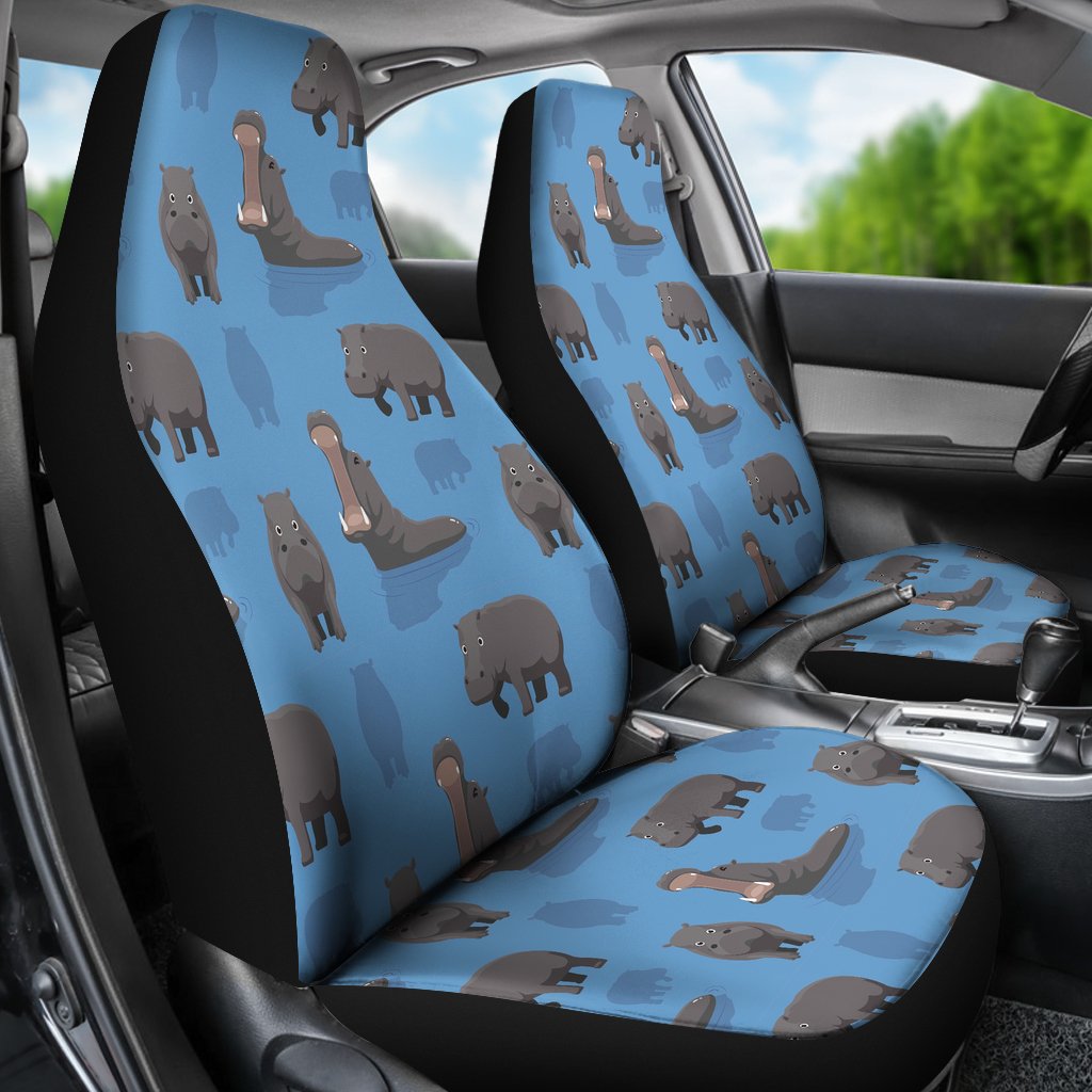 Hippo Pattern Print Universal Fit Car Seat Covers-grizzshop