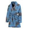 Hippo Pattern Print Women Long Robe-grizzshop