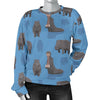 Hippo Pattern Print Women's Sweatshirt-grizzshop