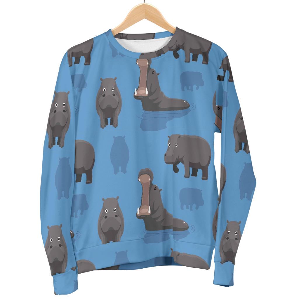 Hippo Pattern Print Women's Sweatshirt-grizzshop