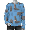 Hippo Pattern Print Women's Sweatshirt-grizzshop