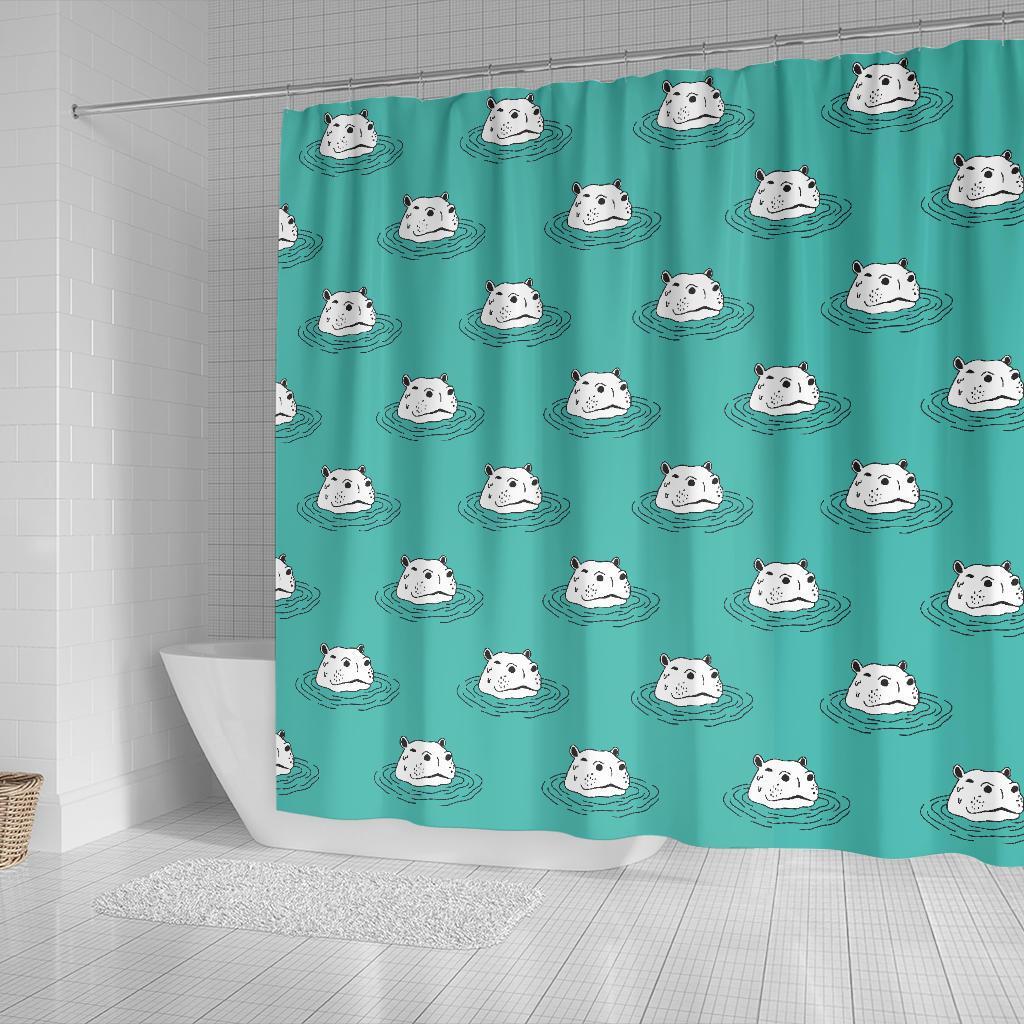 Hippo Print Pattern Bathroom Shower Curtain-grizzshop