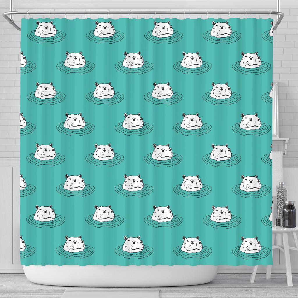 Hippo Print Pattern Bathroom Shower Curtain-grizzshop