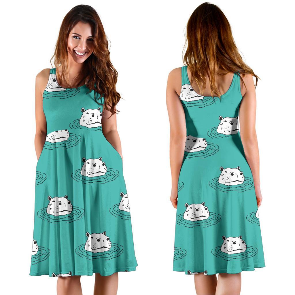 Hippo Print Pattern Dress-grizzshop