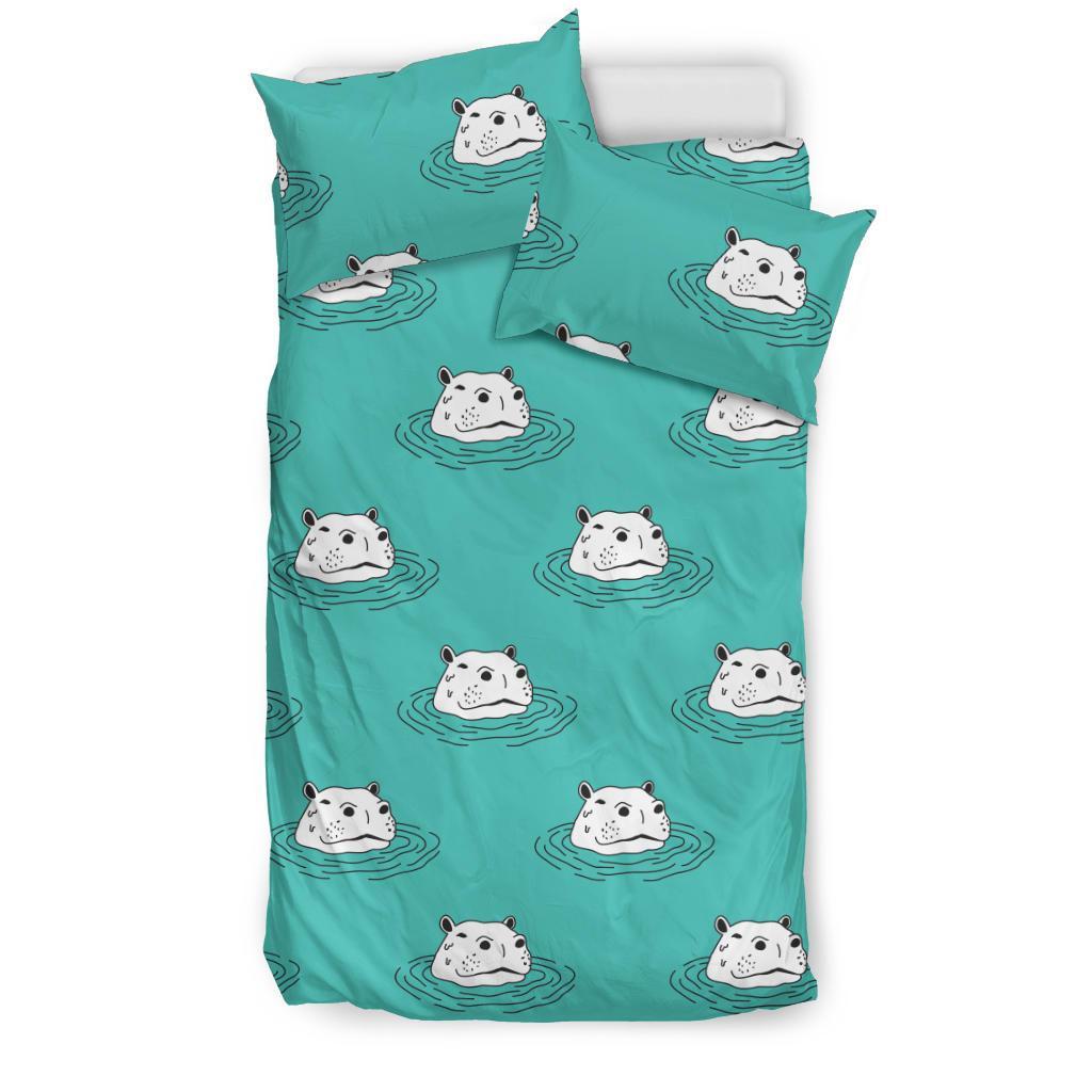 Hippo Print Pattern Duvet Cover Bedding Set-grizzshop