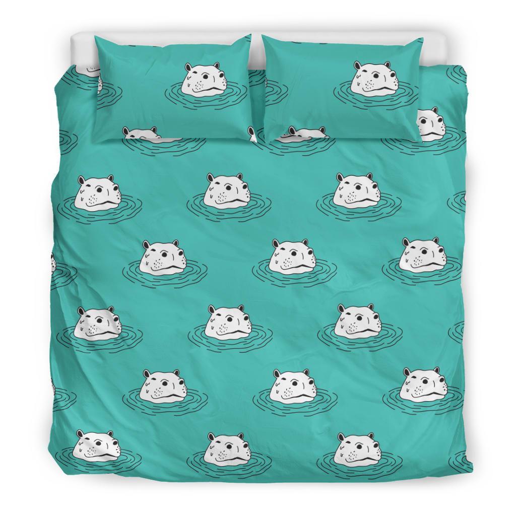 Hippo Print Pattern Duvet Cover Bedding Set-grizzshop